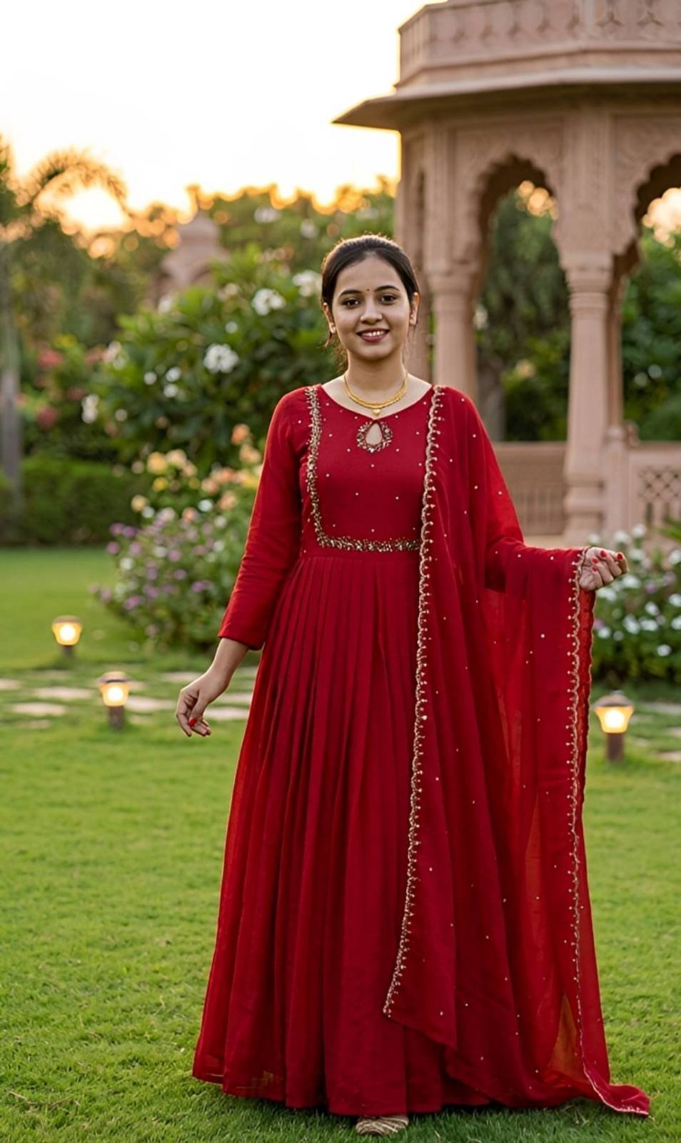 Beautiful partywear anarkali set with dupatta - Pure prettiness