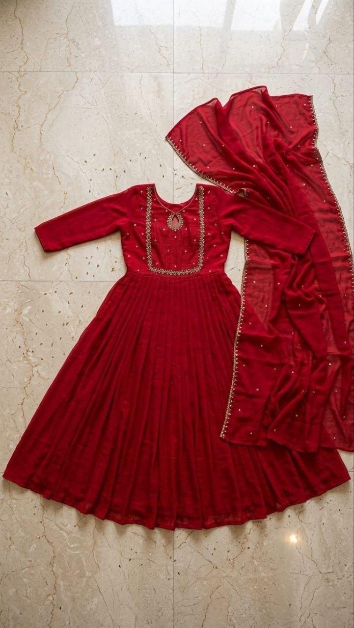 Beautiful partywear anarkali set with dupatta - Pure prettiness