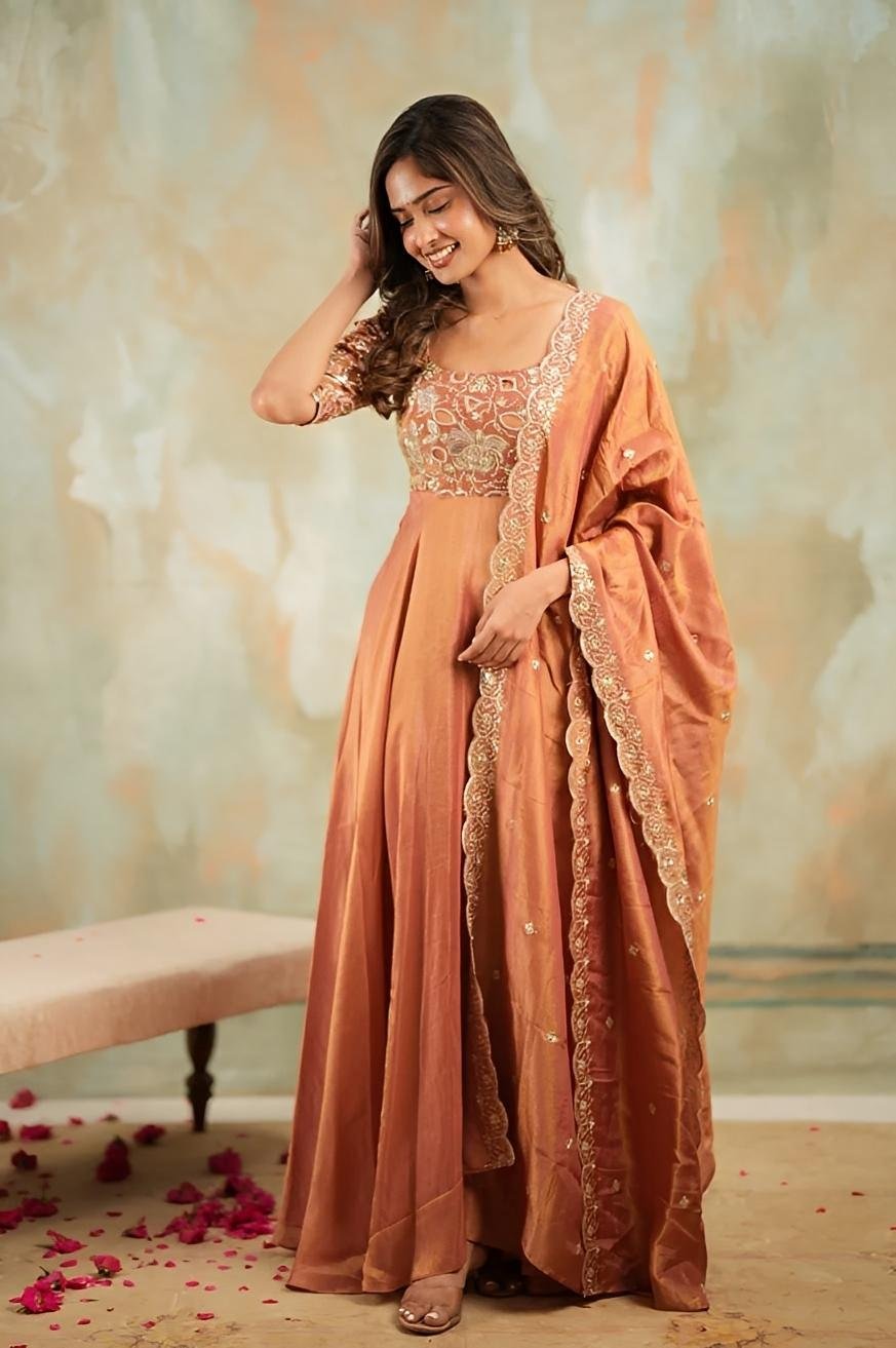 Embroidered Anarkali with Dupatta - Intricate Designer set