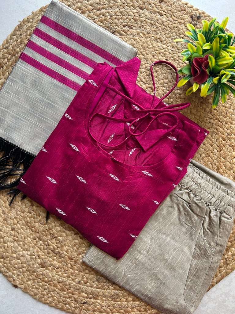 Pure soft raw silk suit - College/Office wear Kurti set