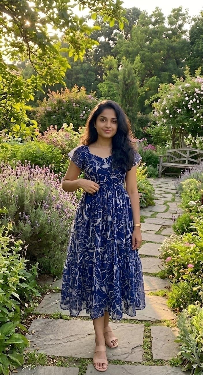 Blue wave Georgette Maxi