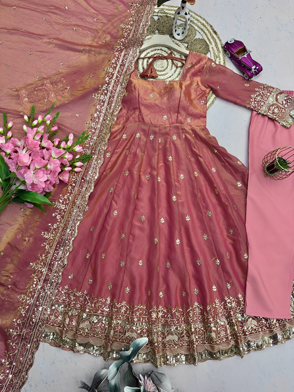 SAATHIYA - Premium Fendy silk Gown pant Dupatta set❤️