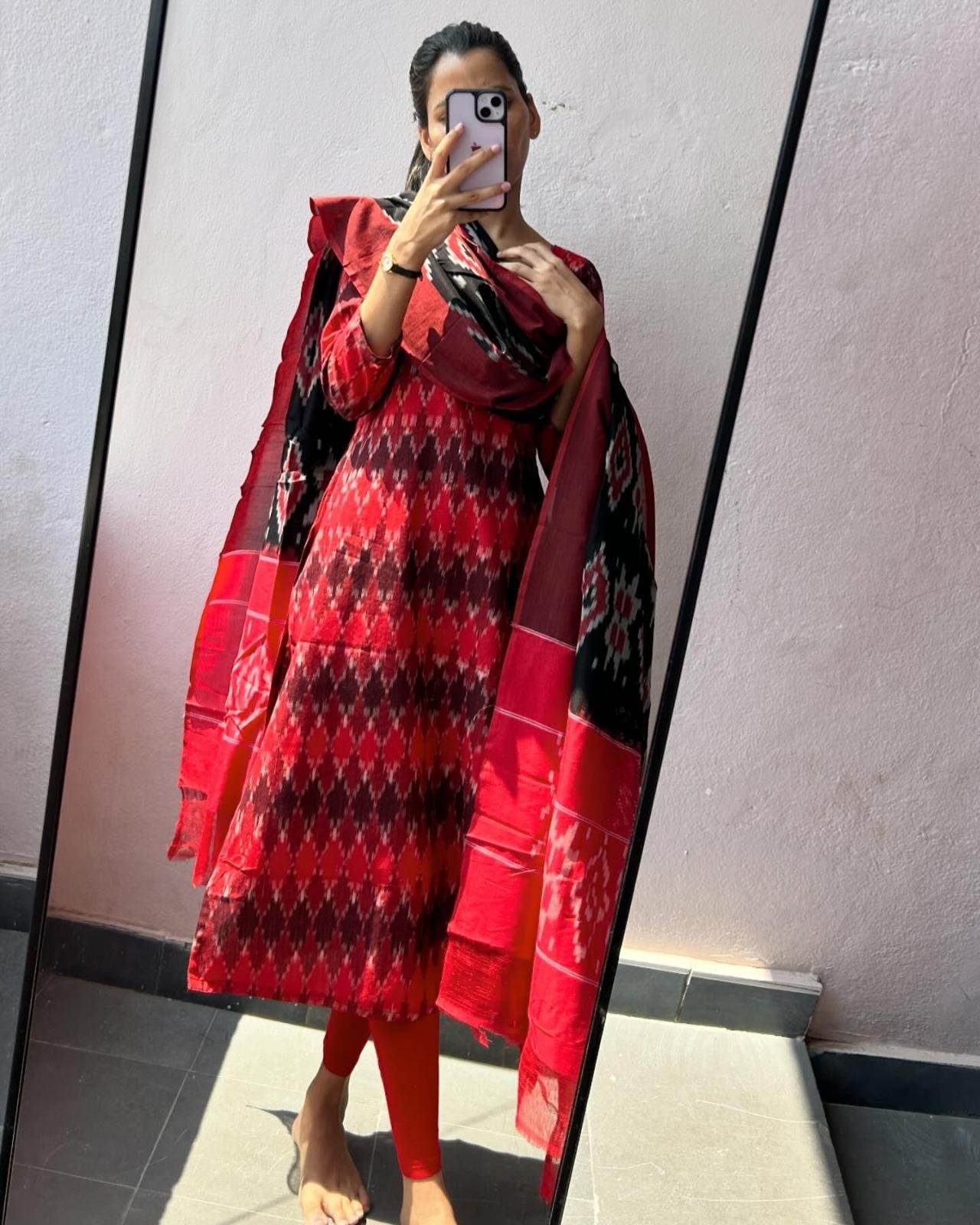 Ikkath Cotton Kurti with Dupatta