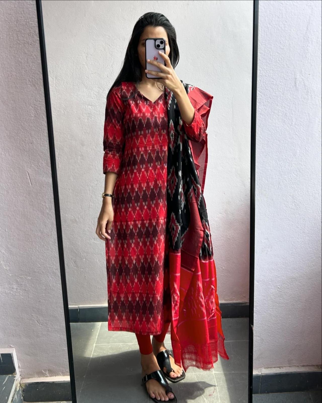 Ikkath Cotton Kurti with Dupatta