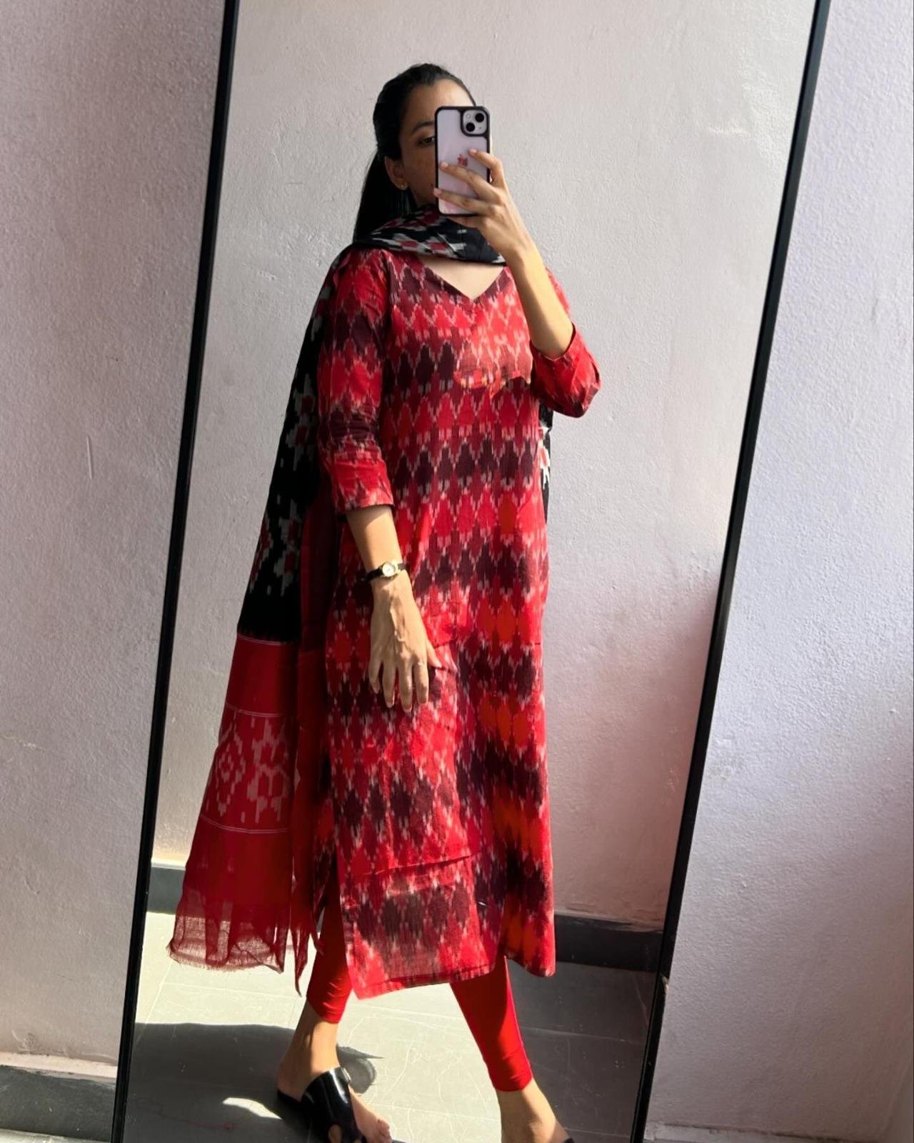 Ikkath Cotton Kurti with Dupatta