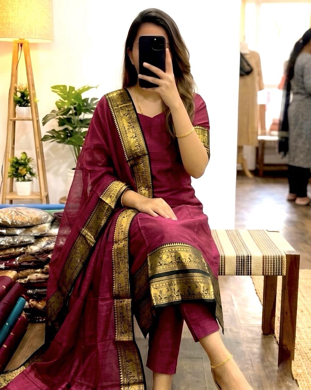 Kanchi silk Kurti with Dupatta sets