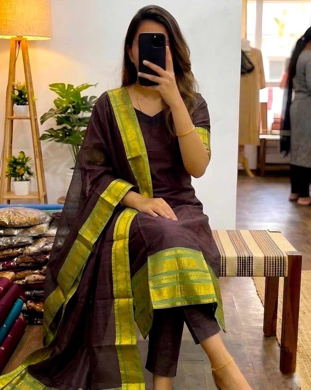 Kanchi silk Kurti with Dupatta sets