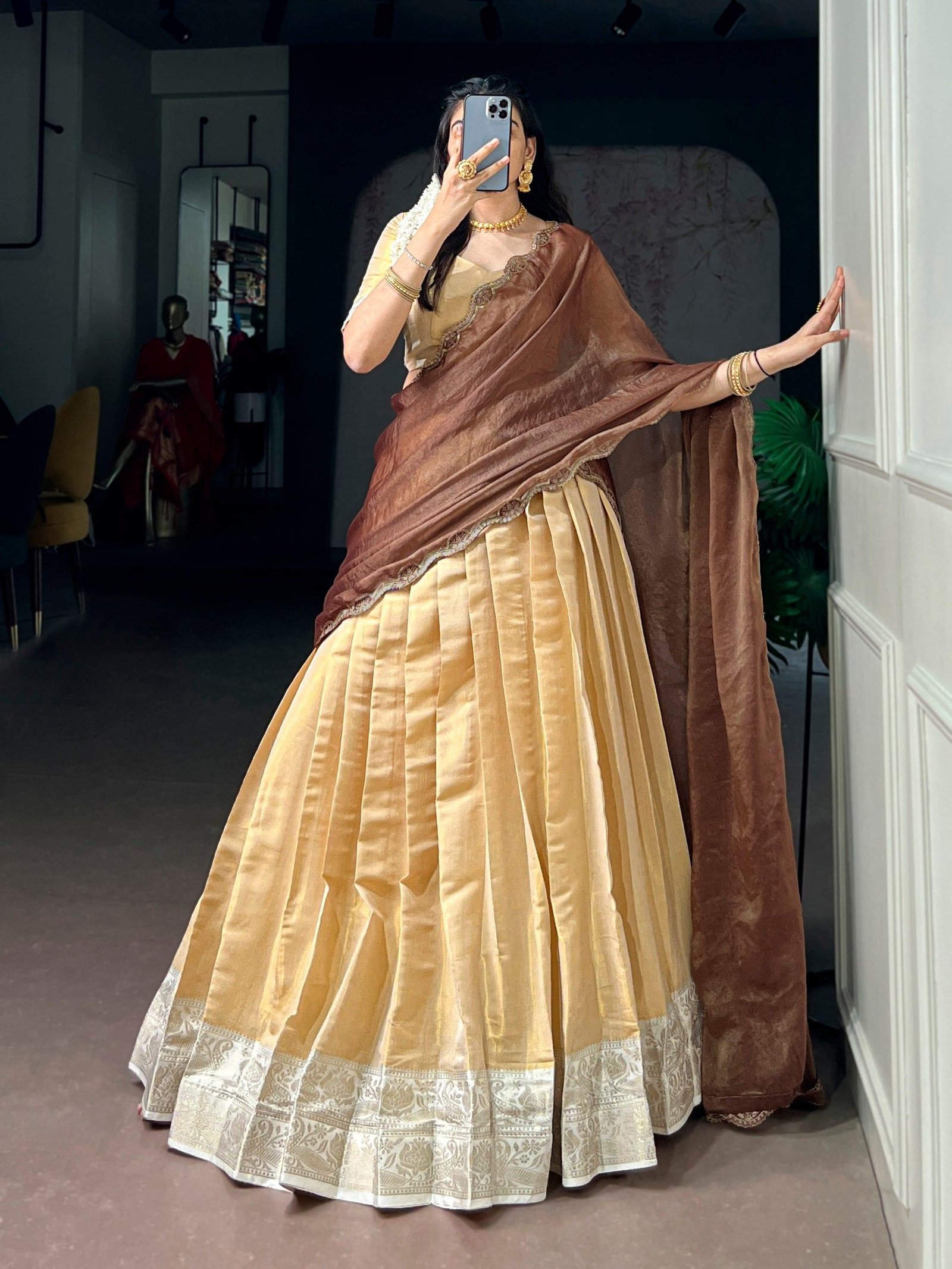 Kanchipuram Silk Zari Weaving Lehenga Choli