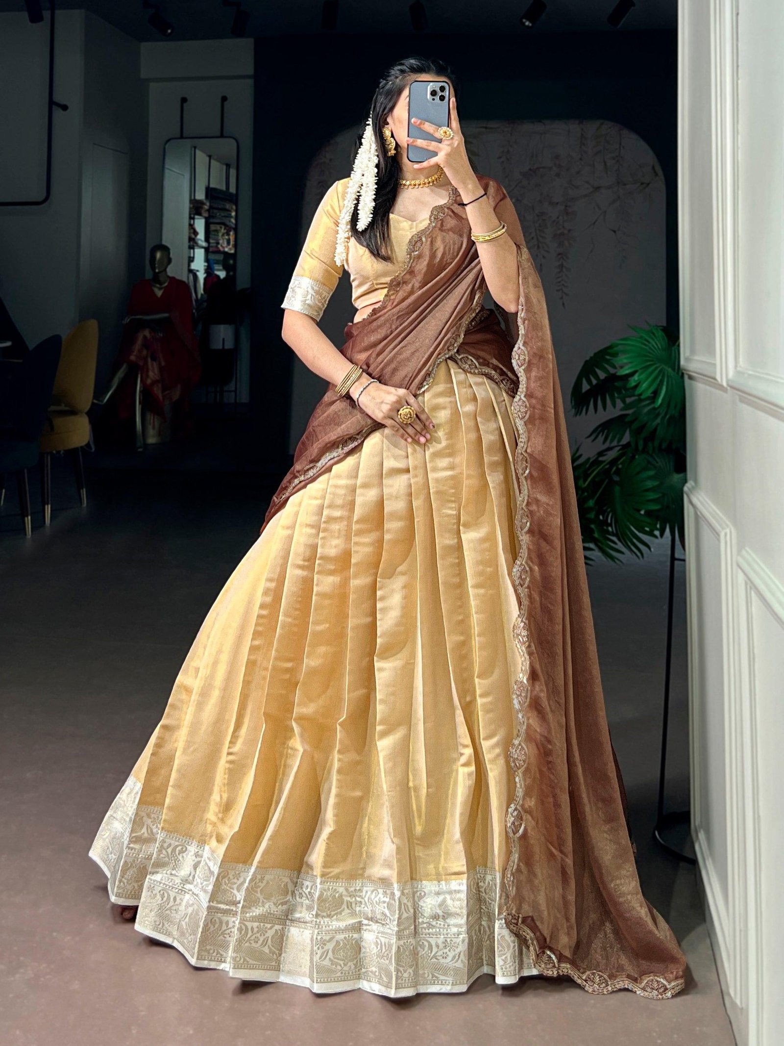 Kanchipuram Silk Zari Weaving Lehenga Choli