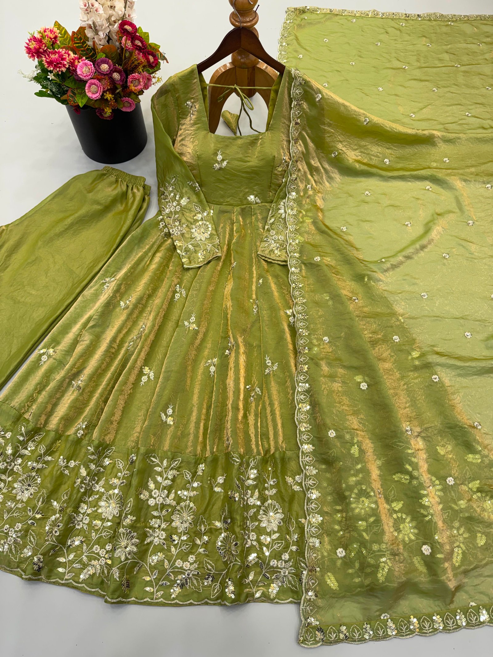 Green Designer Partywear Gown