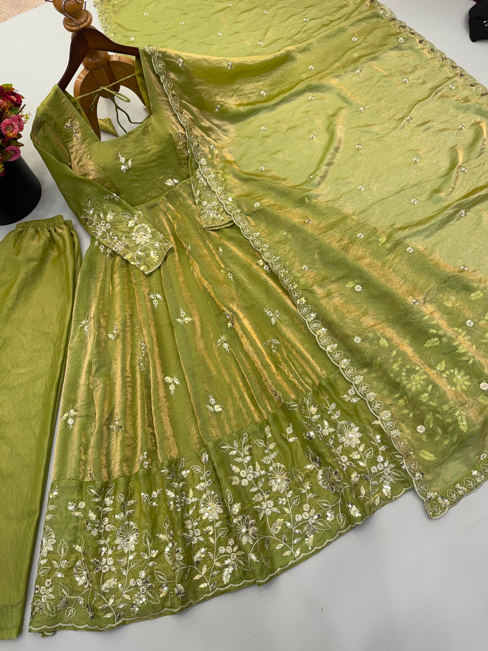 Green Designer Partywear Gown