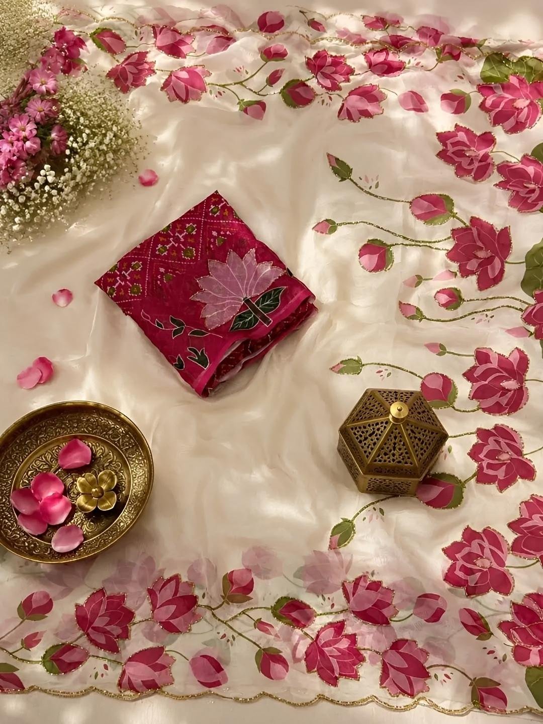 Lotus beads saree
