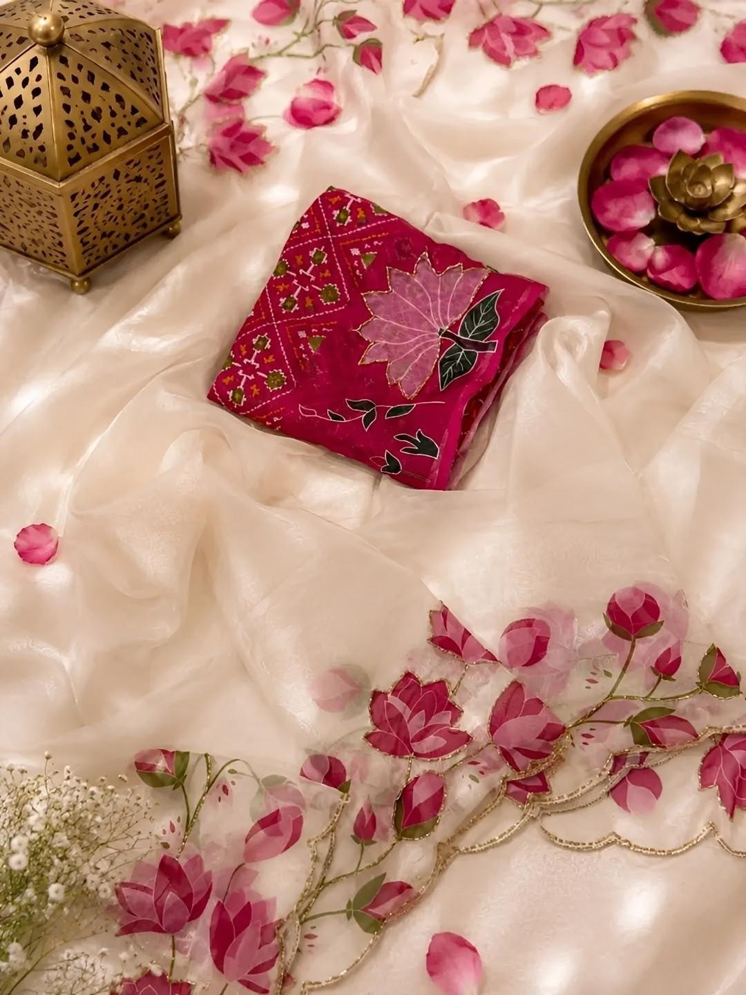 Lotus beads saree