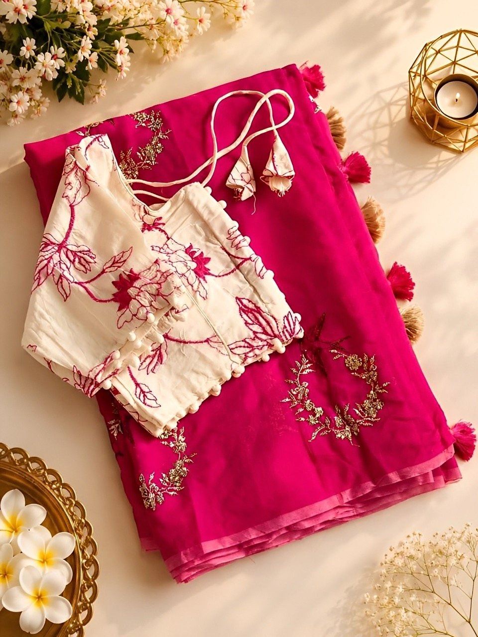 Hotseller - Cotton saree with Stitched blouse