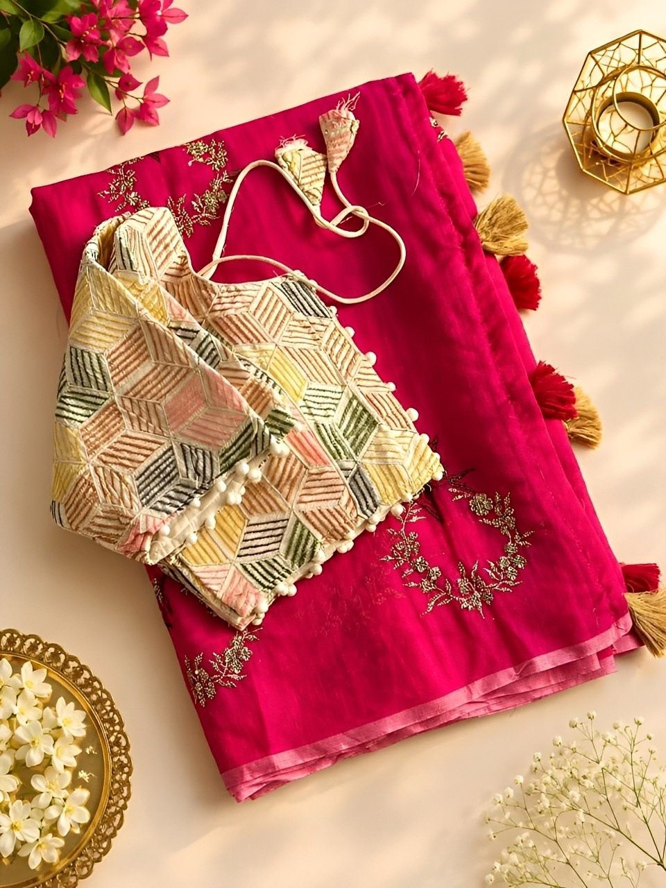 Hotseller - Cotton saree with Stitched blouse