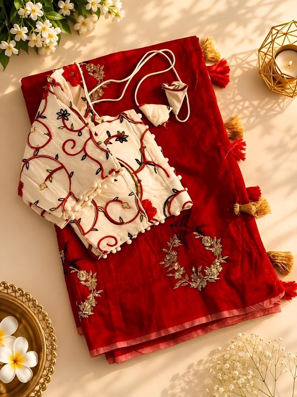 Hotseller - Cotton saree with Stitched blouse