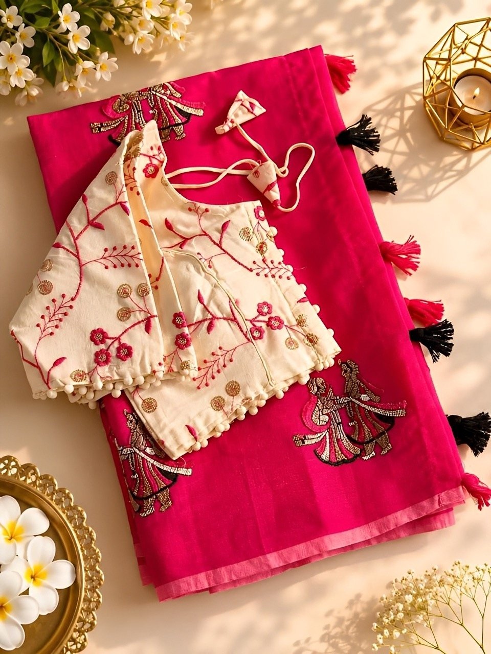 Hotseller - Cotton saree with Stitched blouse