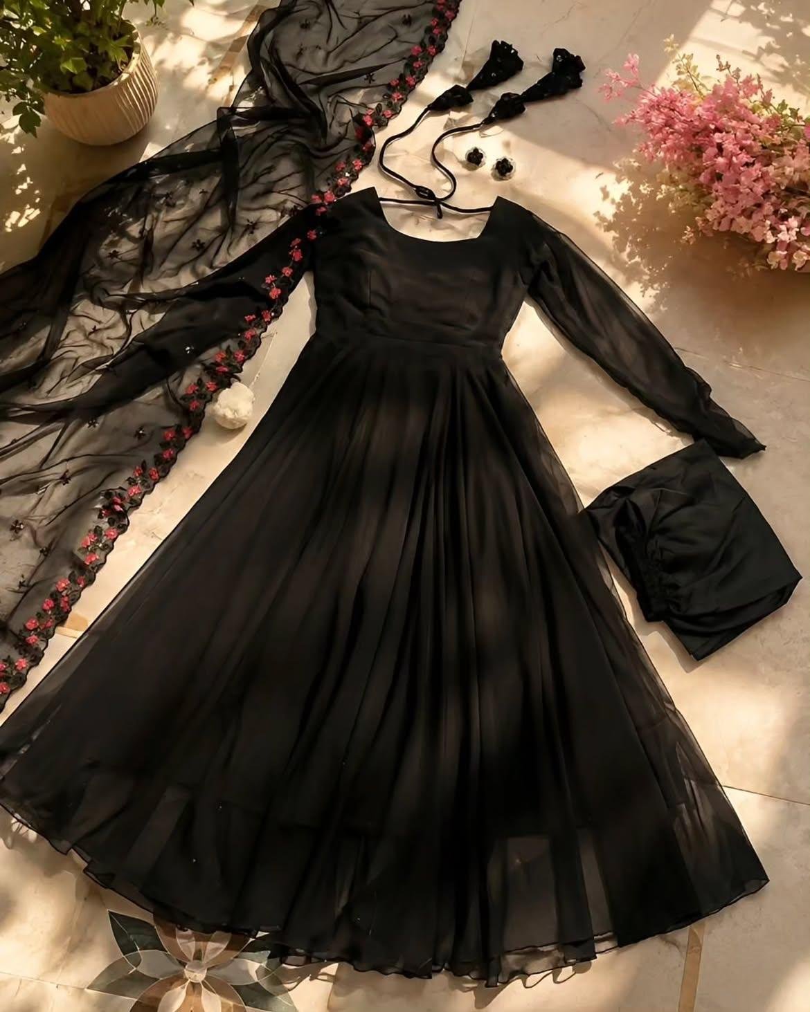 Elegant Gown With Pant & Dupatta – 3-Piece Ethnic Wear Set