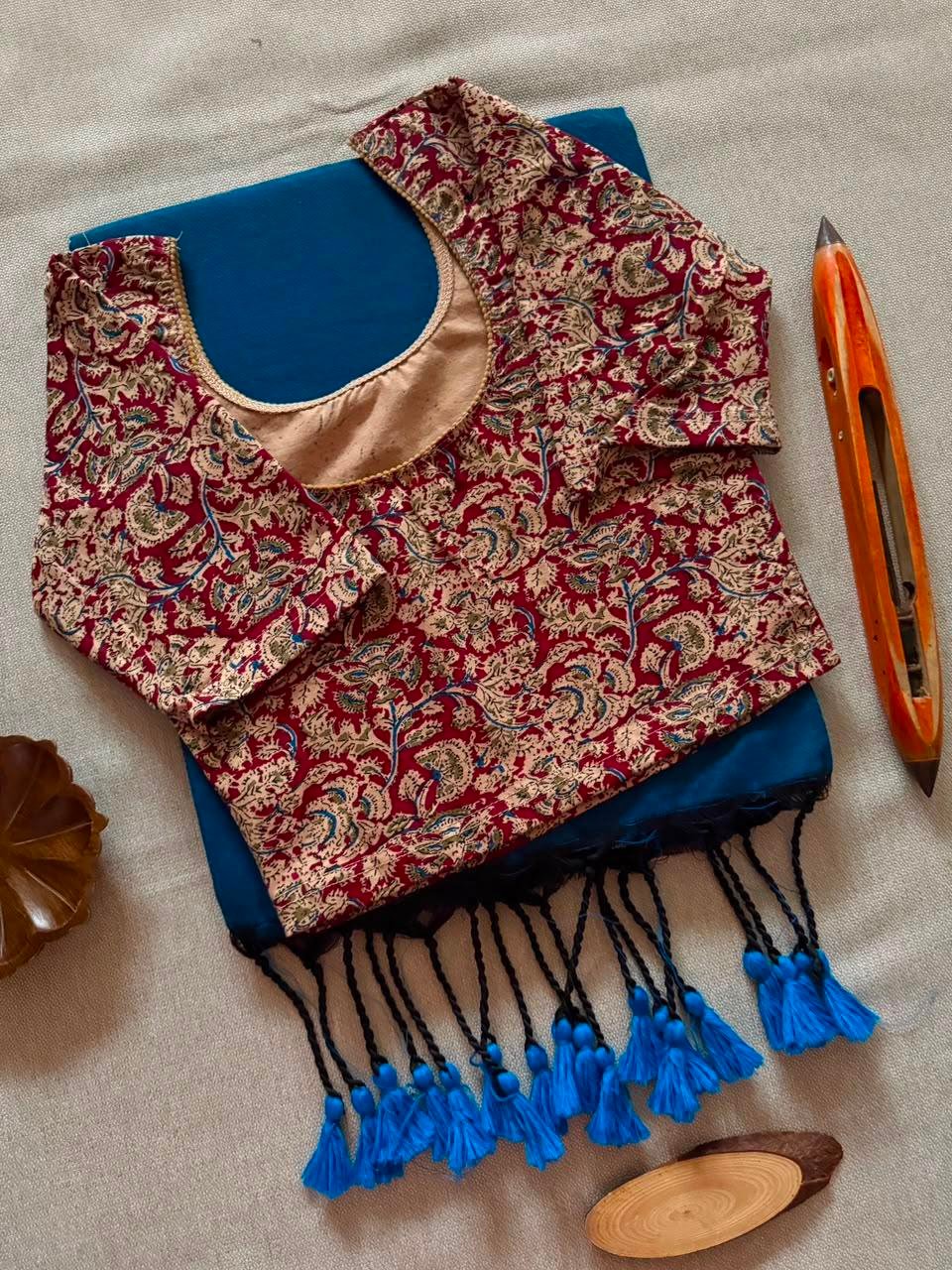 Cotton saree with stretchable stitched blouse