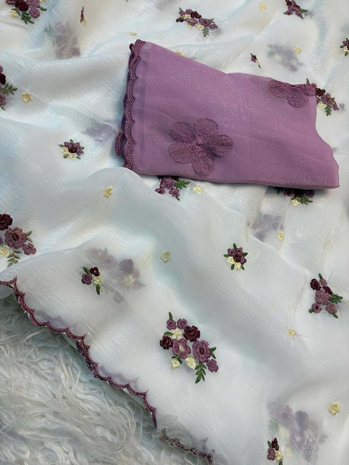 Embroidered saree with Blouse piece