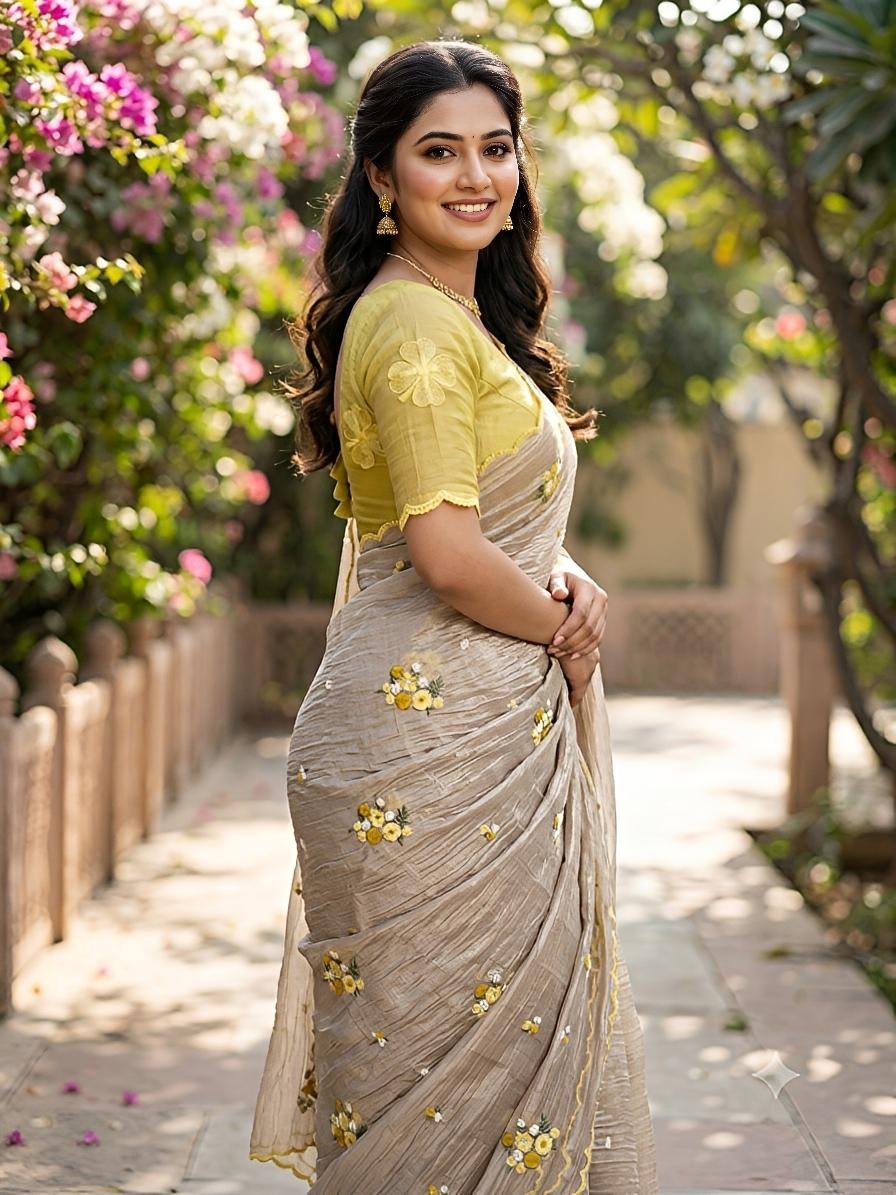 Embroidered saree with Blouse piece