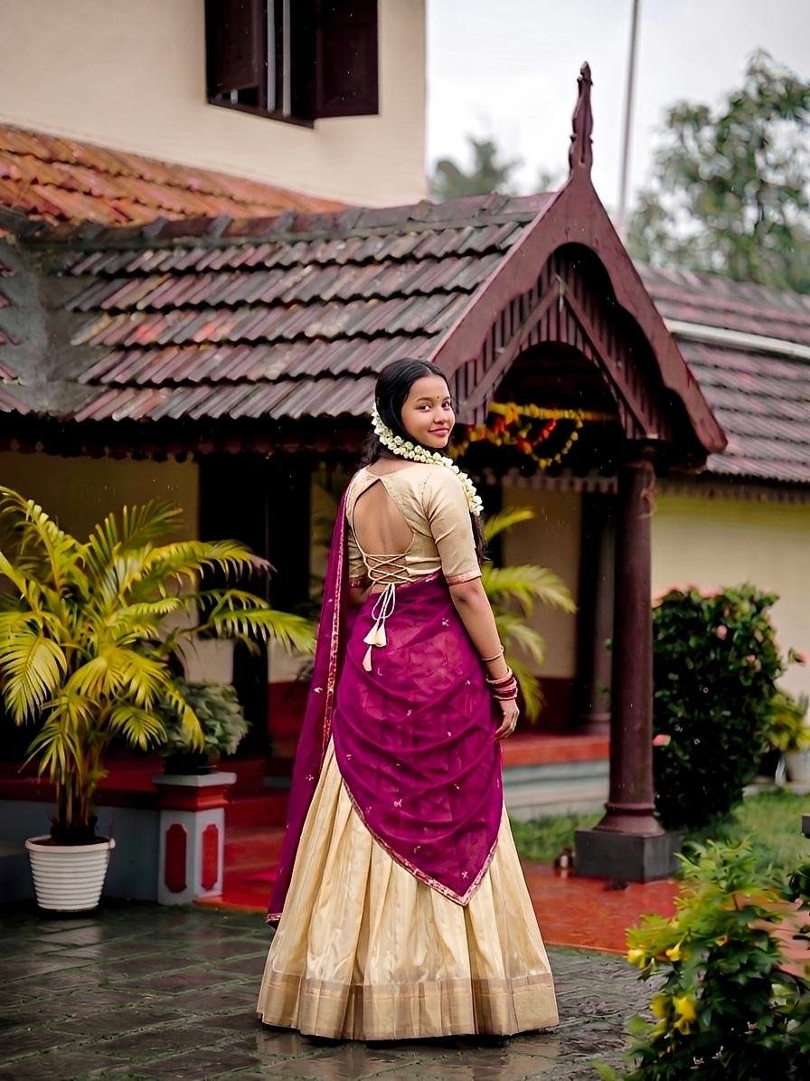 Wine Semi Stitched Halfsaree - Huge Offer