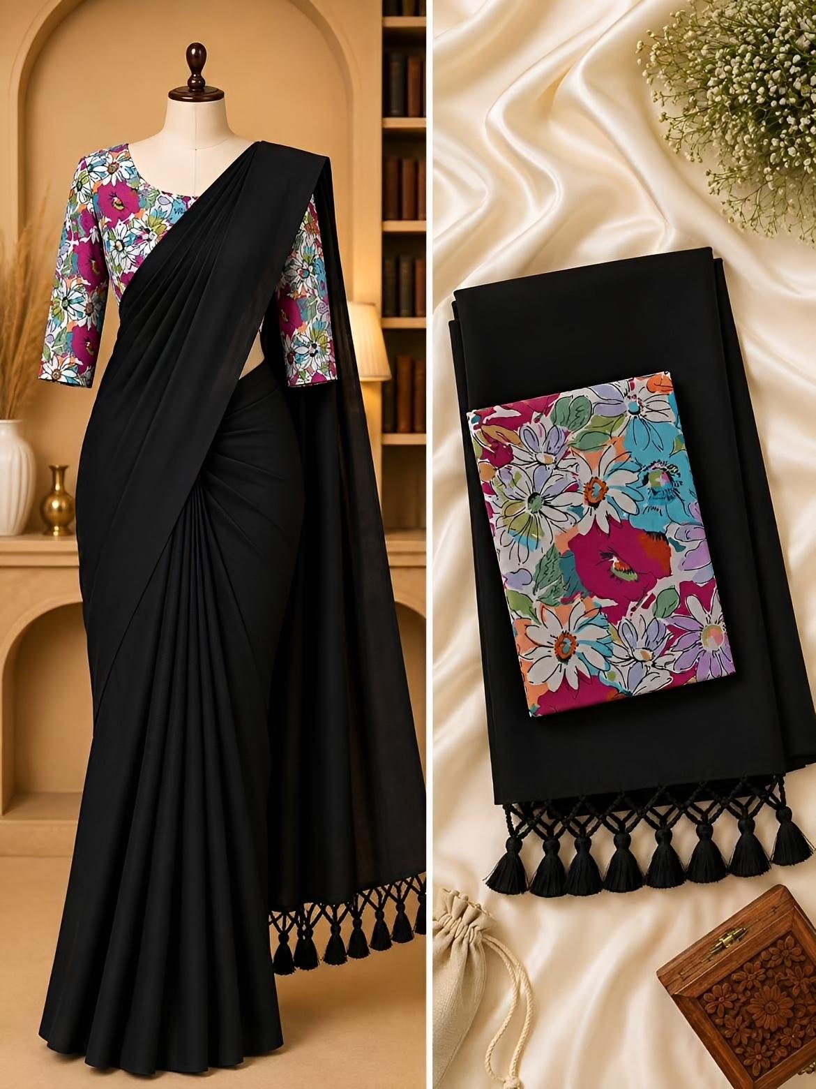 Beautiful Khadi cotton saree with  embroidery blouse