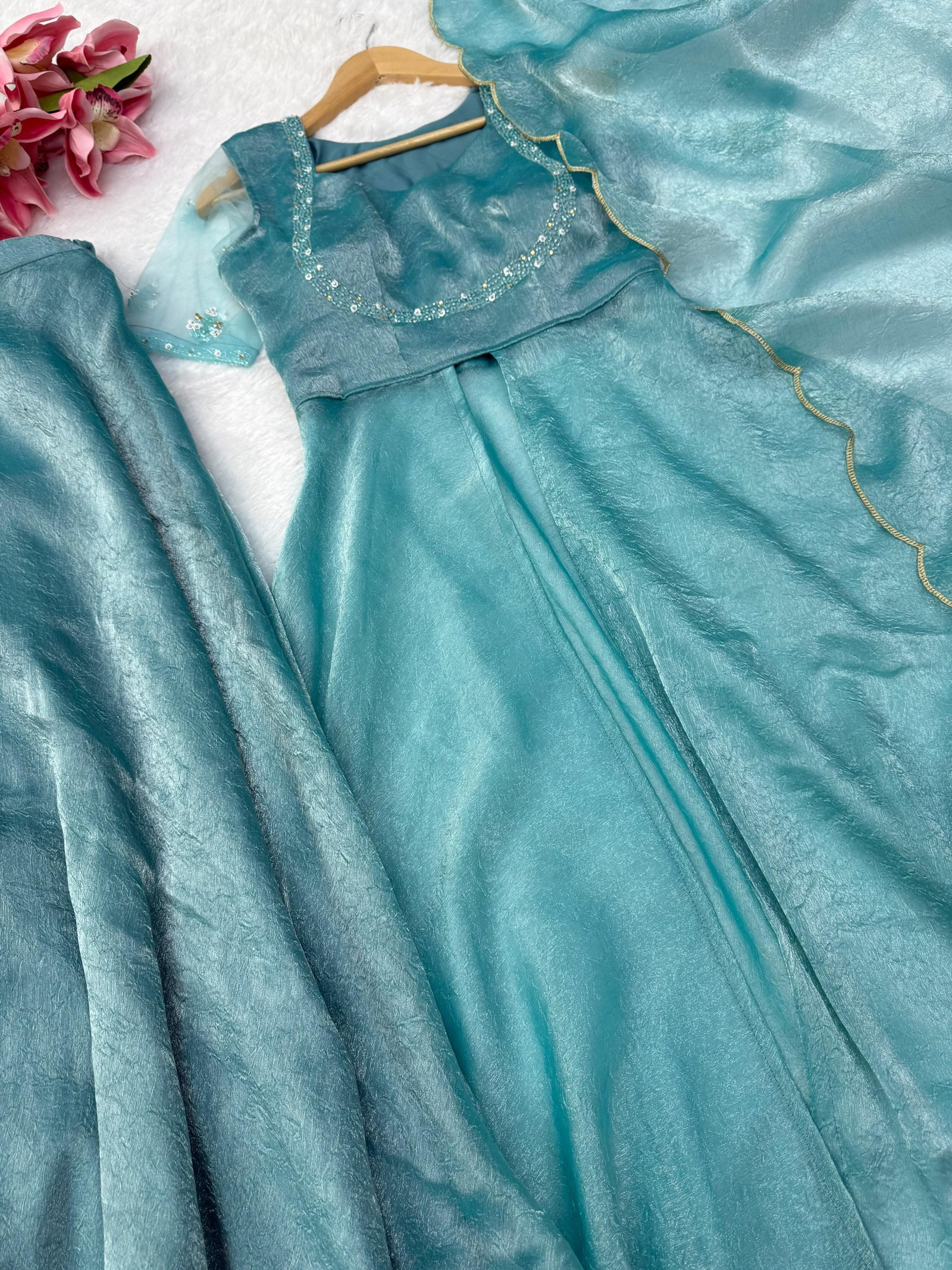 Premium Fendy Crush Anarkali Set