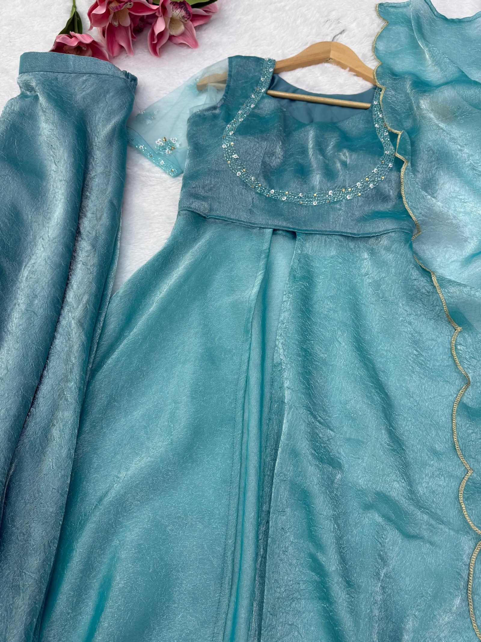 Premium Fendy Crush Anarkali Set