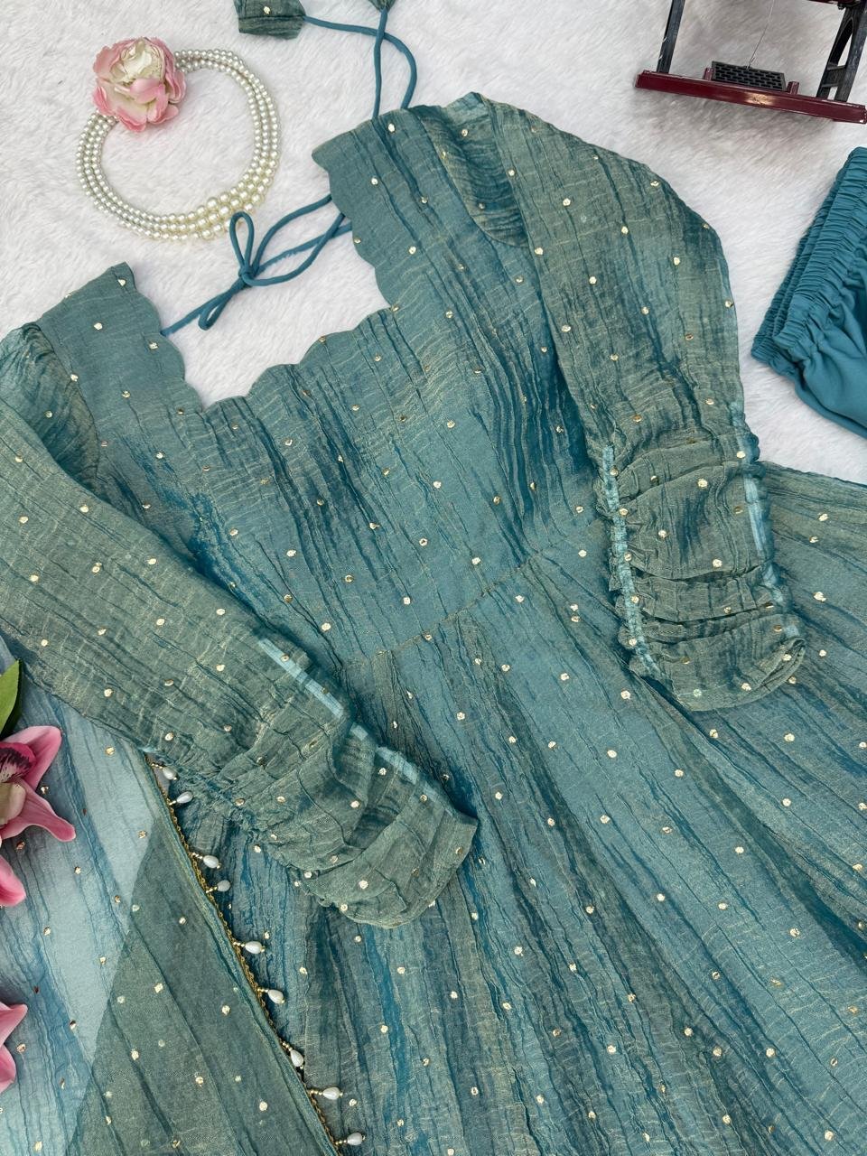 Blue Princess💙Anarkali Bottom with Dupatta set